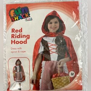 Girls Little Red Riding Hood Costume S-M Kids Fairy Tale Dress + Cape Halloween